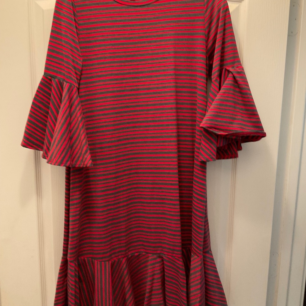Maureen small red and gray stripes Lularoe